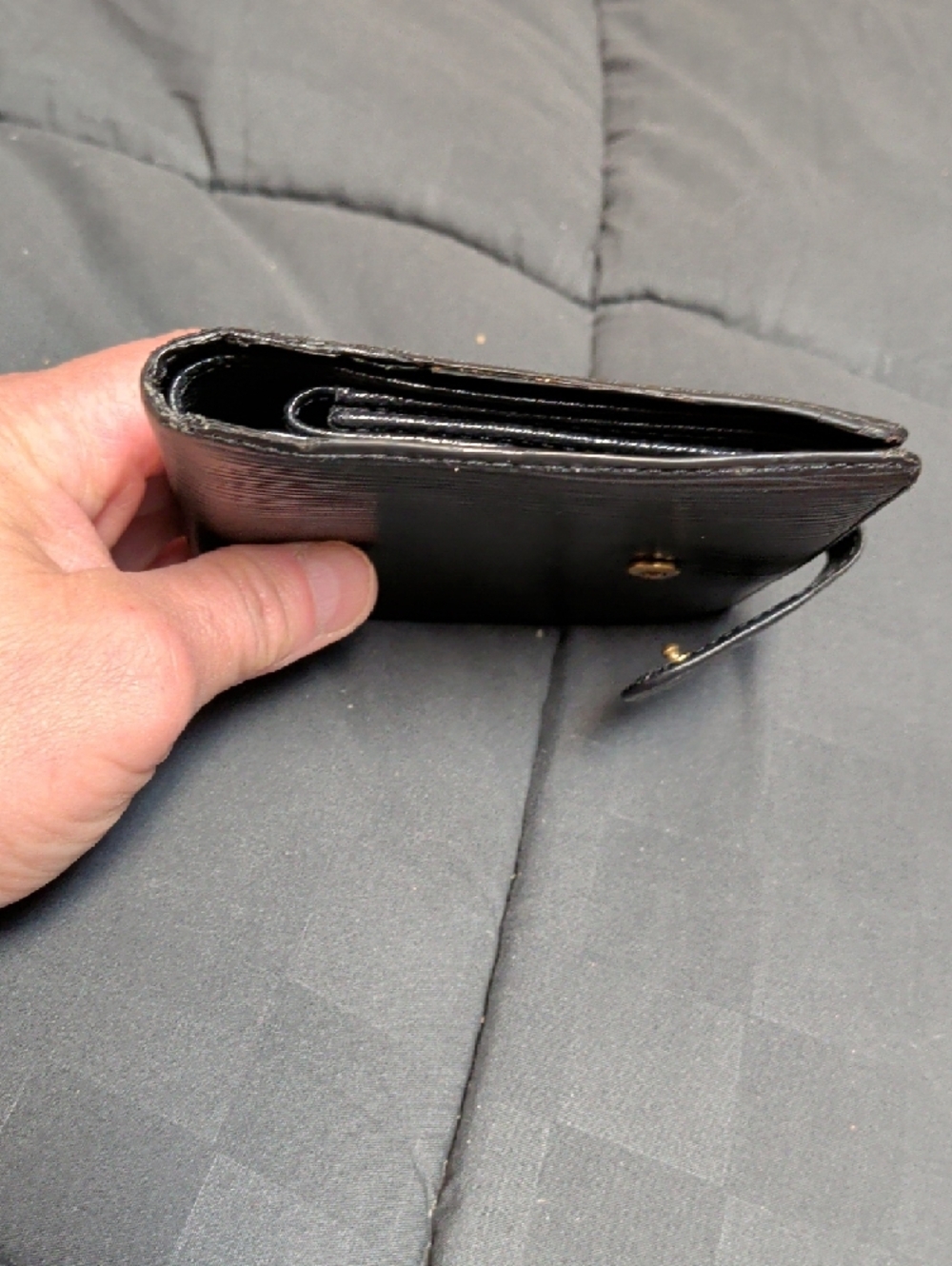 Men's Textured Leather Snap Wallet - Black - Picture 3 of 10